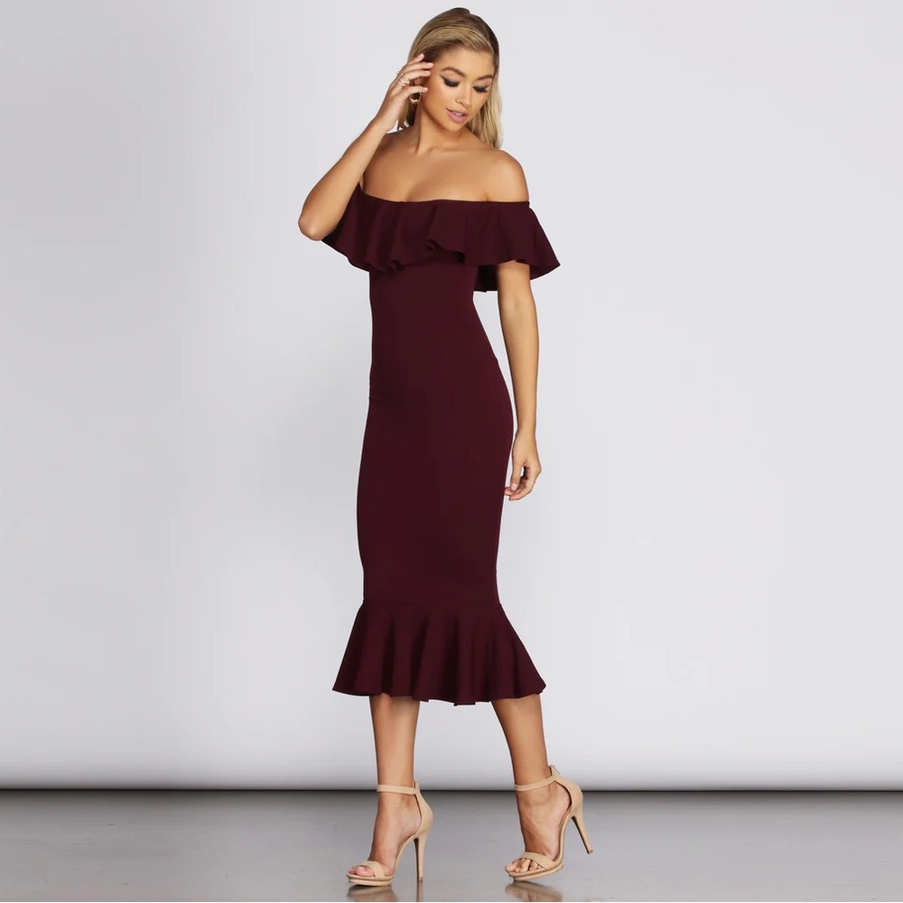Ready And Ruffled Midi Dress- Windsor